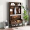 Costway 69" Tall Hall Tree with Seat Cushion Open Compartments Hooks Lift-top Storage White/Black/Rustic Brown